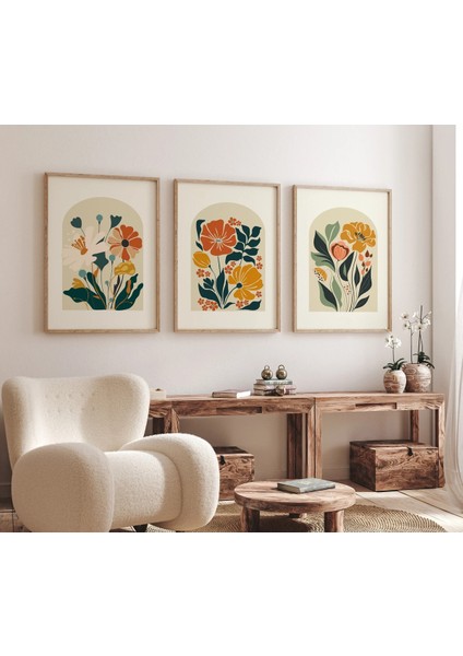 Ahşap Çerçeveli 3 Lü Soyut Tablo Home Ev Salon Oturma Odası Yatak Odası Balkon Dekor QMRC45