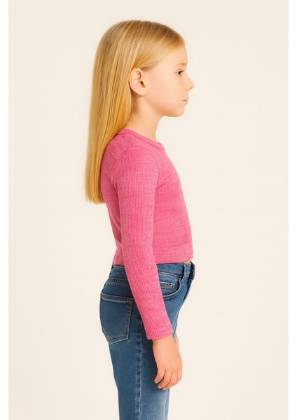Kız Çocuk Pembe Uzun Kollu Basic Üst, Kız Çocuk Üst - Bluz modelleri