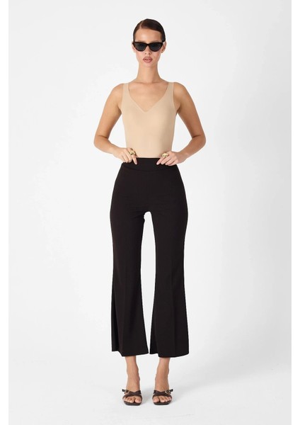 Yüksek Bel İspanyol Paça Krep Kumaş Pantolon fiyatları