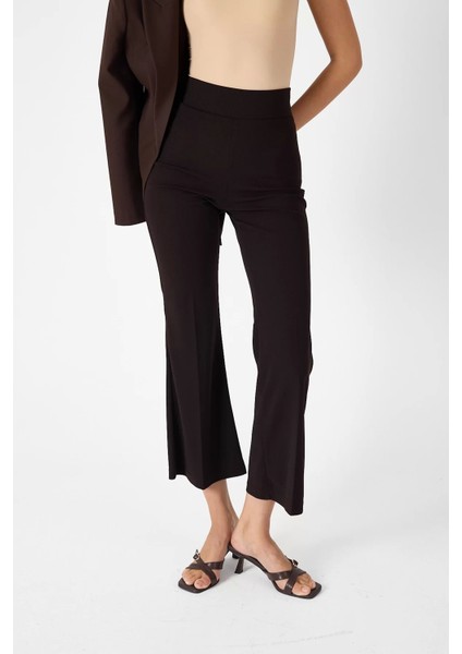 Yüksek Bel İspanyol Paça Krep Kumaş Pantolon modelleri