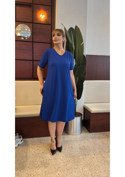 Kadın Büyük Beden Likralı Krep Elbise modelleri