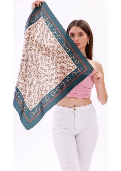 Zincir Desenli Model Fular Bandana Şal Estascarf 70X70 cm