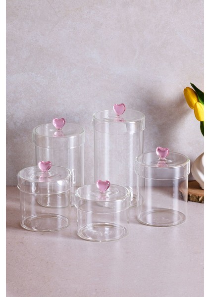 Hearts 5'li Borosilikat Cam Kavanoz Seti fiyatları