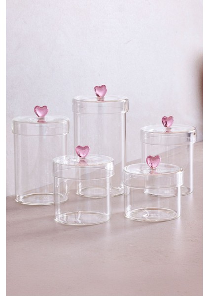 Hearts 5'li Borosilikat Cam Kavanoz Seti fırsatları