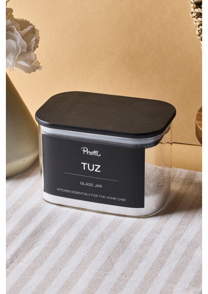 Porter Siyah Kapak Borosilikat Dikdörtgen Cam Kavanoz 650 ml 8X12X8 cm 4 Adet Etiketli fiyatları