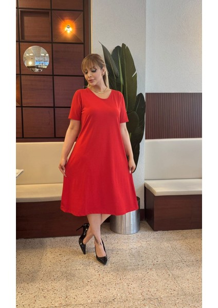 Kadın Büyük Beden Likralı Krep Elbise fiyatları