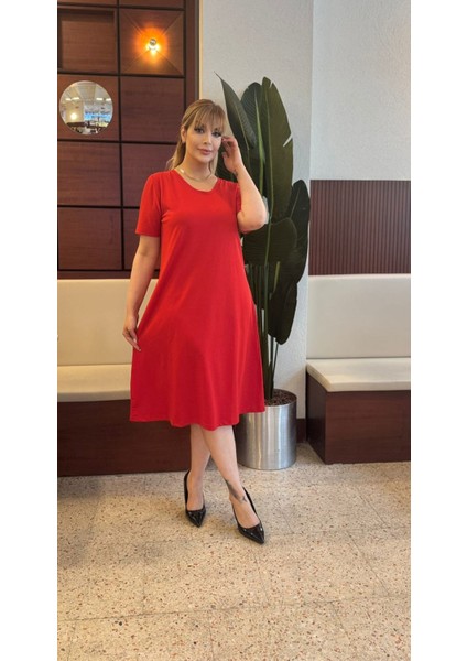 Kadın Büyük Beden Likralı Krep Elbise modelleri