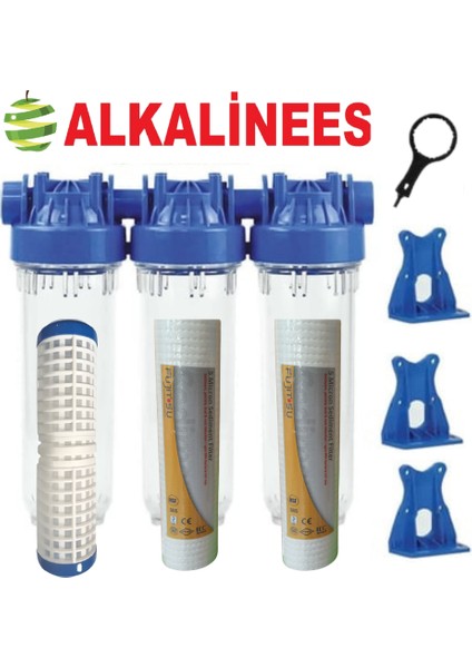 Daire Bina Sayaç Girişi 10" 3 Aşama Su Arıtma Filtresi Tortu ve Çamur Önleyici Sistem