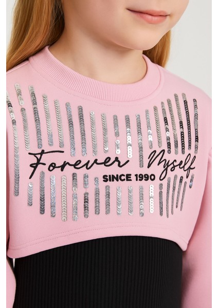 Kız Çocuk Ikili Takım Elbise – Siyah Elbise ve Pembe Sweatshirt, Şık Günlük Kombin, Kız Çocuk Elbise modelleri