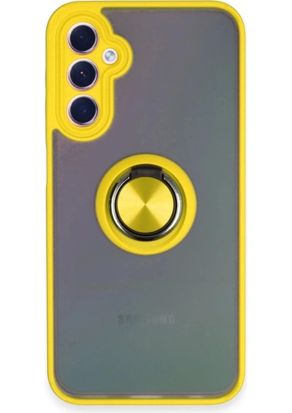 Newface Samsung Galaxy A24 4g Kılıf Montreal Yüzüklü Silikon Kapak - Sarı