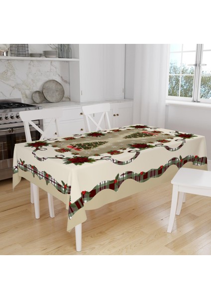 Yılbaşı Desenli Masa Örtüsü Noel Masa Örtüsü 160X220CM