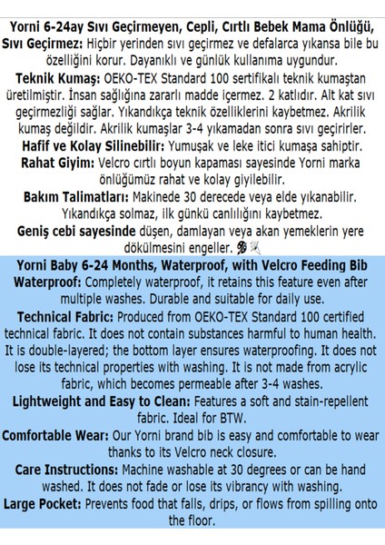 2'li Ekonomik Set, Jungle ve Family 6-24AY Uzun Kollu, Sıvı Geçirmeyen Bebek Önlük, Cepli ve Arkadan Cırtlı