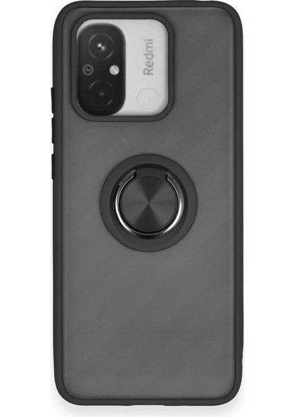 Newface Xiaomi Redmi 12C Kılıf Montreal Yüzüklü Silikon Kapak - Siyah