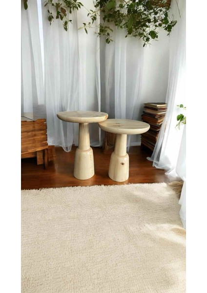 Masif Ahşap Yan Sehpa 2’li Set – Doğal Naturel Renk Zigon Fiskos Sehpa fiyatları