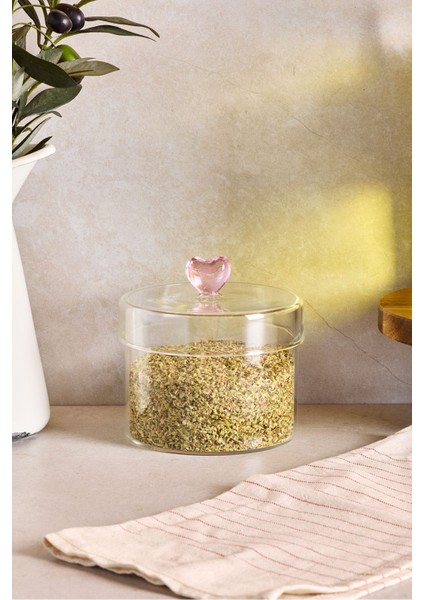 Hearts 450 ml Borosilikat Cam Kavanoz 10X8 cm