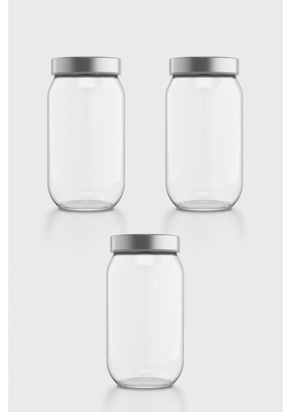 Voca 1000 ml Metal Kapaklı 3'lü Cam Kavanoz Seti 131080