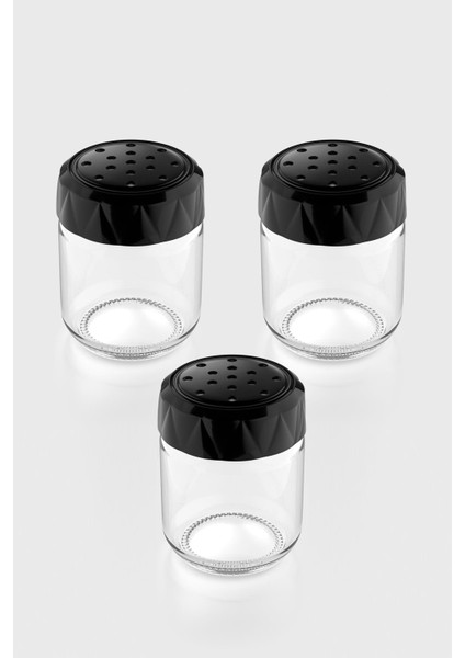Lexa 210 ml 3'lü Cam Baharatlık Seti 161015 Siyah