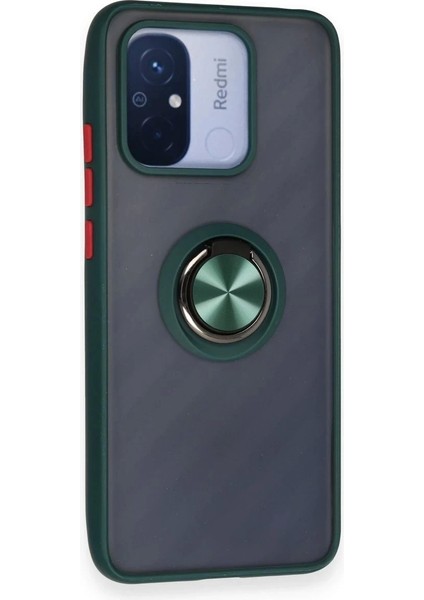 Newface Xiaomi Redmi 12C Kılıf Montreal Yüzüklü Silikon Kapak - Yeşil fiyatları
