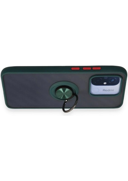 Newface Xiaomi Redmi 12C Kılıf Montreal Yüzüklü Silikon Kapak - Yeşil modelleri