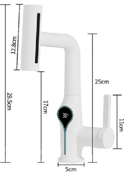 Akıllı Dijital Sıcaklık LED Ekran Banyo Lavabo Bataryası Asansörlü 4 Fonksiyonlu Ithal 7 Yıl Garanti fiyatları