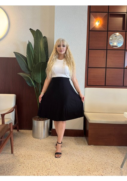 Kadın Büyük Beden Likralı Parçalı Viskon Etek fiyatları