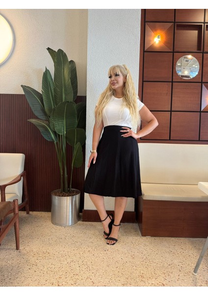 Kadın Büyük Beden Likralı Parçalı Viskon Etek fırsatları