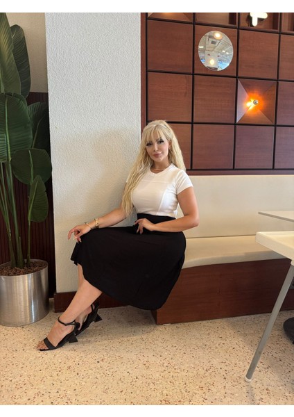 Kadın Büyük Beden Likralı Parçalı Viskon Etek indirimleri