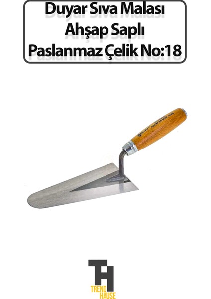 Duyar Sıva Malası Ahşap Saplı Paslanmaz Çelik No 18