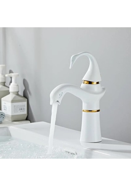 Banyo Lavabo Bataryası Kuğu Model Beyaz / Gold Renk Yeni Ürün Ithal 7 Yıl Garantili Ithal