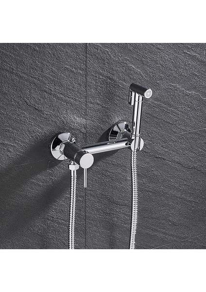 Banyo Tuvalet Bide Basınçlı Püskürtücü Taharet Musluğu Çift Su Girişli Krom Ithal 7 Yıl Garantili