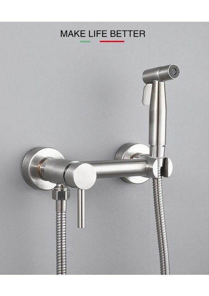 Banyo Tuvalet Bide Basınçlı Püskürtücü Taharet Musluğu Çift Su Girişli Nikel Ithal 7 Yıl Garantili