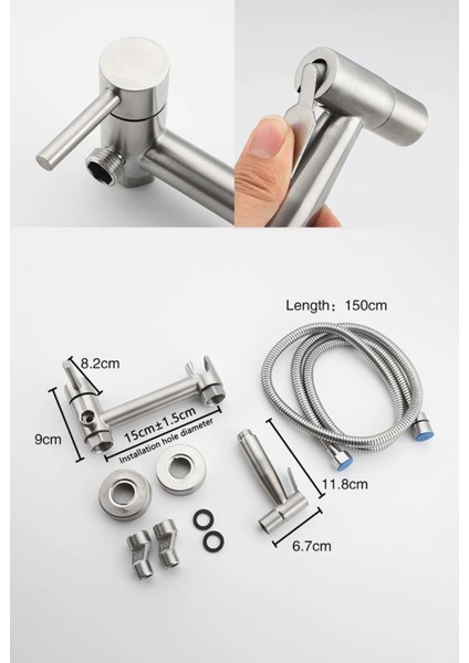 Banyo Tuvalet Bide Basınçlı Püskürtücü Taharet Musluğu Çift Su Girişli Nikel Ithal 7 Yıl Garantili fırsatları