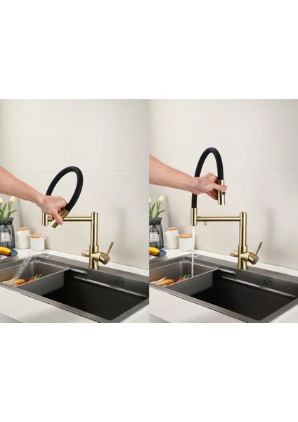 Mutfak Evye Bataryası Dual Flow Su Arıtma Çıkışlı Mıknatızlı Spiral 2 Akış Mod 7 Yıl Garantili Ithal