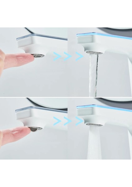 Akıllı Dijital Sıcaklık LED Ekran Banyo Lavabo Bataryası Beyaz Gold 2 Akış Ayarı Ithal 7 Yıl Garanti fırsatları