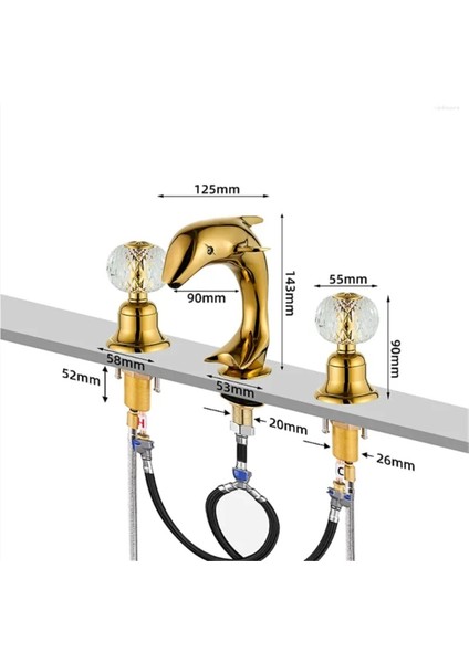 Banyo Lavabo Küvet Jakuzi Bataryası Ankastre Krom Renk Taşlı Kuğu Model Şelale 7 Yıl Garantili