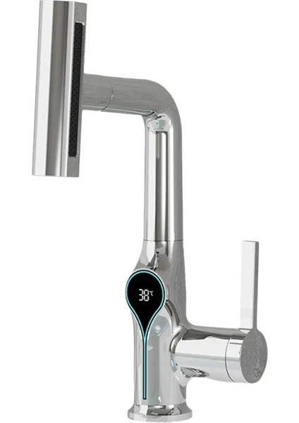 Akıllı Dijital Sıcaklık LED Ekran Banyo Lavabo Bataryası Asansörlü 4 Fonksiyonlu Ithal 7 Yıl Garanti fiyatları