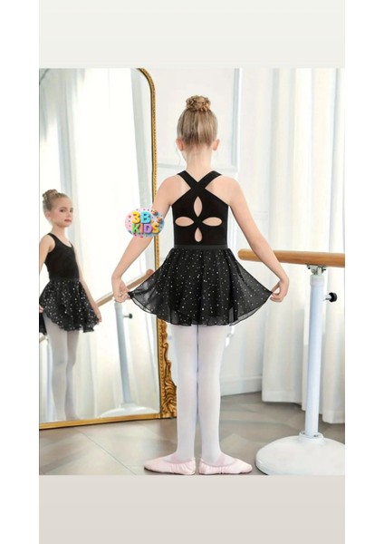 Siyah Jimnastik bale mayosu kıyafeti bale tokası etekli set fiyatları