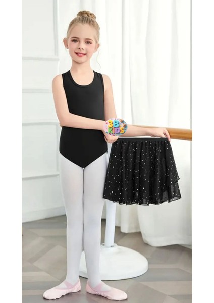 Siyah Jimnastik bale mayosu kıyafeti bale tokası etekli set modelleri
