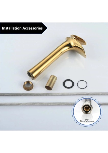 Banyo Çanak Lavabo Bataryası Altın Dore Gold Renk Yeni Şelale Model 7 Yıl Garantili Ithal