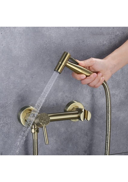 Banyo Tuvalet Bide Basınçlı Püskürtücü Taharet Musluğu Çift Su Girişli Mat Gold Ithal 7 Yıl Garanti fiyatları
