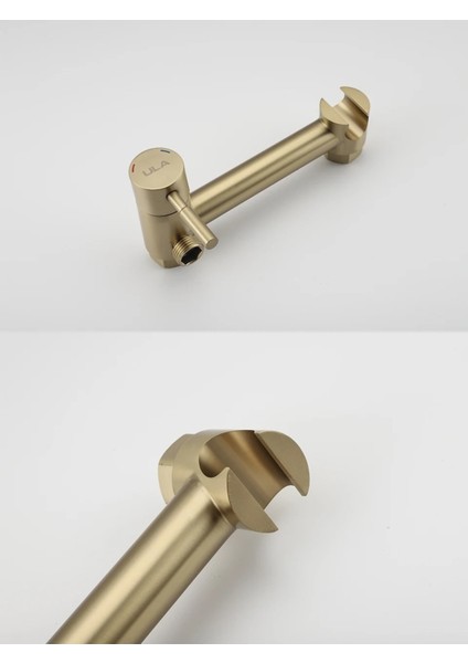 Banyo Tuvalet Bide Basınçlı Püskürtücü Taharet Musluğu Çift Su Girişli Mat Gold Ithal 7 Yıl Garanti indirimleri