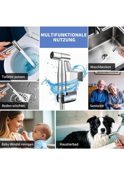 Banyo Bide Basınçlı Püskürtücü Taharet Musluğu Klozet Hortumu Nikel Renk Ithal 7 Yıl Garantili