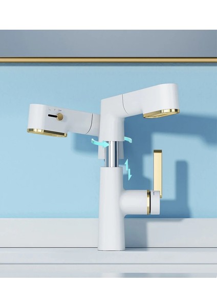 Akıllı Dijital Sıcaklık LED Ekran Banyo Lavabo Bataryası Asansörlü 4 Fonksiyonlu Ithal 7 Yıl Garanti fiyatları