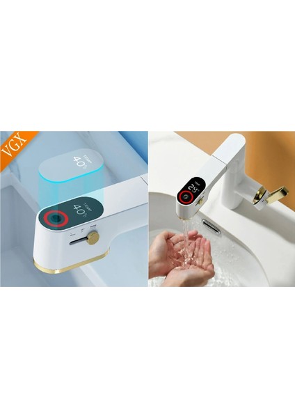 Akıllı Dijital Sıcaklık LED Ekran Banyo Lavabo Bataryası Asansörlü 4 Fonksiyonlu Ithal 7 Yıl Garanti modelleri