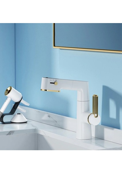 Akıllı Dijital Sıcaklık LED Ekran Banyo Lavabo Bataryası Asansörlü 4 Fonksiyonlu Ithal 7 Yıl Garanti fırsatları