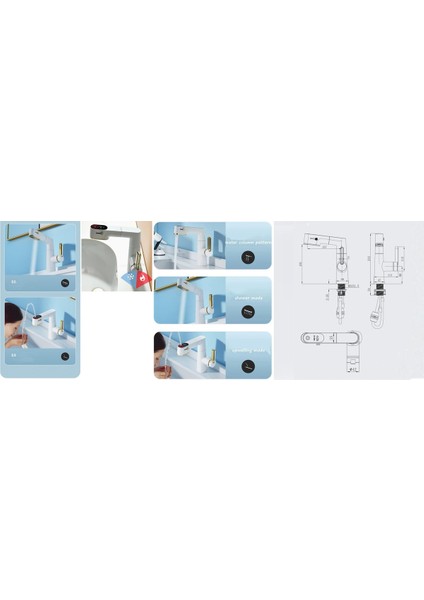 Akıllı Dijital Sıcaklık LED Ekran Banyo Lavabo Bataryası Asansörlü 4 Fonksiyonlu Ithal 7 Yıl Garanti indirimleri