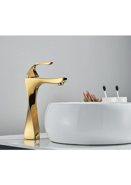 Banyo Çanak Lavabo Bataryası Altın Dore Gold Renk Yeni Kıvrımlı Model 7 Yıl Garantili Ithal modelleri