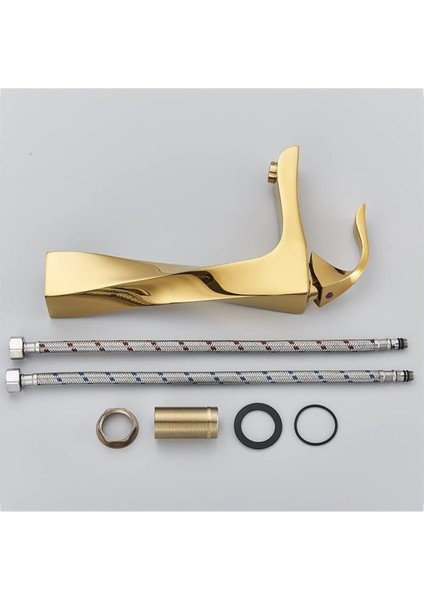 Banyo Çanak Lavabo Bataryası Altın Dore Gold Renk Yeni Kıvrımlı Model 7 Yıl Garantili Ithal indirimleri