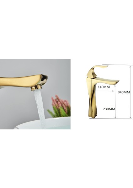 Banyo Çanak Lavabo Bataryası Altın Dore Gold Renk Yeni Kıvrımlı Model 7 Yıl Garantili Ithal