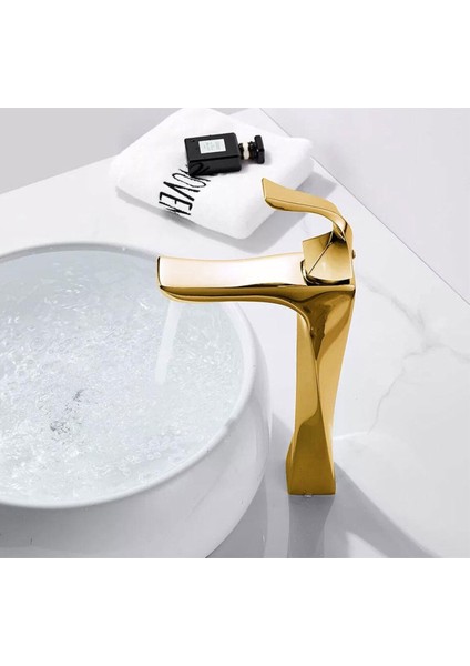 Banyo Çanak Lavabo Bataryası Altın Dore Gold Renk Yeni Kıvrımlı Model 7 Yıl Garantili Ithal